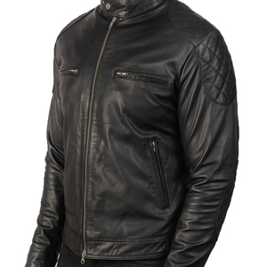 Veste en cuir pour homme sur mesure, de haute qualité, unique, personnalisée, veste de motard, longueur moyenne, épaisseur fine, veste pour homme - Product Image 2