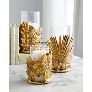 Bougeoir de foudre fait main en métal de couleur or de conception de bois de cerf de luxe avec le support votif en verre accessoires de table faits à la main - Product Image 4