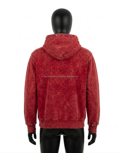 Sudadera con capucha de invierno personalizada OEM de forro polar grueso de 320 g, diseño de doble cremallera, lavado ácido, para hombre, de alta calidad digital - Product Image 6