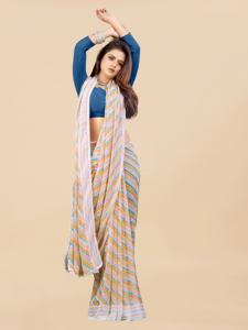 Bandhani Femme Imprimé Soie Georgette Saree Prêt-à-porter Fête Porter avec Blouse Découpée Pièce Produit En Vrac - Product Image 6