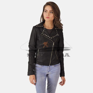 Chaquetas de mujer de estilo increíble cuero genuino moda de invierno diseño de cuello con cremallera negra ropa informal Premium nueva llegada - Product Image 4