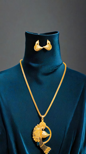 Boucles d'oreilles collier de style à la mode ensemble avec plaqué or 22Ct Design Premium collier boucles d'oreilles ensemble pour les femmes portent des bijoux - Product Image 3