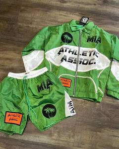 Color Block Custom Logo <b>Zip</b> <b>up</b> Jacket Windproof Joggers Suits Set Nylon Waterproof Jacket Sweat Pant <b>Mens</b> Windbreaker Tracksuit - Product Image 2