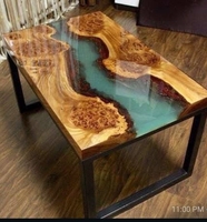 Table à manger et table basse en bois et résine époxy polie, artisanat naturel, revêtement durable, imitation antique, décoration intérieure européenne style ange