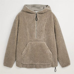 Sudadera con capucha de lana Polar de alta calidad 100%, chaqueta con capucha para hombre con forro personalizado OEM y media cremallera Sherpa Shearling para hombre - Product Image 2