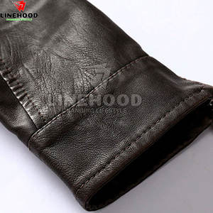 Logo personnalisé Veste en cuir de vache de haute qualité pour homme avec col montant Vêtements tendance pour homme - Product Image 5