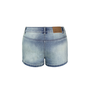 Paola Riboni Pantalones cortos de mezclilla de cintura alta para mujer, lavado claro, detalle de cremallera, estilo vintage, corte regular - Product Image 2
