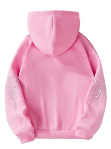Sweat-shirt à capuche en strass unisexe, streetwear décontracté, surdimensionné, tendance, confortable, chaud, à manches longues, automne-hiver 2025 - Product Image 2