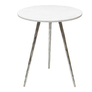 High Class Metal Coffee Table Nickel Plated Unique Pedestal Marble Top Side Table Handcrafted Superior Quality Metal End Table - Product Image 3