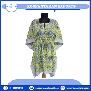 คาฟตันชายหาดผ้าฝ้าย100% พิมพ์ลายด้วยมือดีไซน์ล่าสุด - Product Image 4