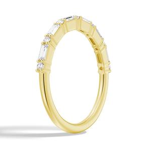 9K Gold Wedding Band with Emerald Cut Moissanite Diamond Elegant Moissanite <b>Rings</b> - Product Image 2