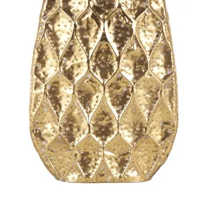 Handmade Iron Flower <b>Vase</b> Dotted <b>Textured</b> Metal Decorative Centerpiece Vintage Modern Design for Home Office Gift Coastal Style - Product Image 6