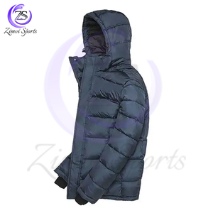 Veste matelassée à capuche imperméable à fermeture éclair intégrale à manches longues avec logo personnalisé, prix de gros, veste matelassée tendance par Zimvi Sports - Product Image 5