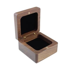 Mini boîte à bijoux de voyage décorative en velours personnalisée Boîte à bijoux de rangement en bois marron pour bagues et boucles d'oreilles BY HF CRAFTS - Product Image 2