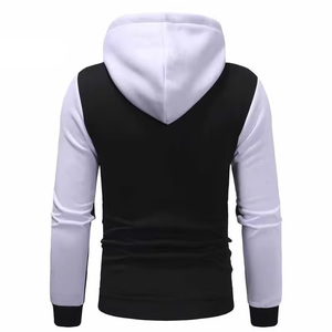 Sweat à capuche zippé coupe ajustée pour hommes polaire unisexe de haute qualité couleur unie blanc côtelé manchette fermeture éclair sweats à capuche à manches longues pour hommes - Product Image 2