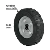 Roue en caoutchouc massif BOX 4 de 7' pour chariot à main, un roulement à billes, PRETUL RD-71-4BOX, moyeu noir de 25 mm
