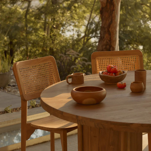 Modern Minimalist Solid Teak <b>Rattan</b> <b>Dining</b> <b>Chair</b> with Natural Cane Back Eco-Friendly and Durable for Apartment Use - Product Image 1