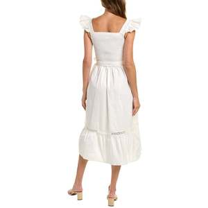 Abito Midi Leota in Popeline con Cintura, Linea ad A, Bianco, Taglia S, con Vita Naturale - Product Image 2