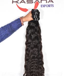 100% Remy gros indien vierge Extensions de cheveux humains noir femmes couleur naturelle matière première vague Curl Double trame Machine - Product Image 5