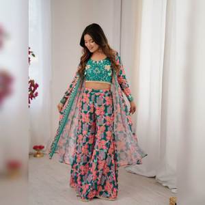 Nuevo Conjunto de Salwar Kameez Estilo Occidental para Mujer 2025, Tela de Muselina Pesada, Estampado Floral Ligero, Secado Rápido, Informal, Estilo Indio - Product Image 1