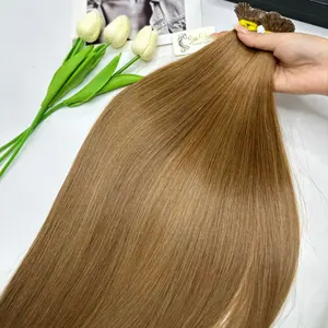 Toptan sıcak moda doğal düz kahverengi renk düz İpucu Keratin vietnamlı saçı 100% insan saçı postiş