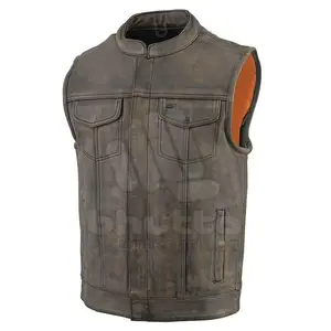Gilet en cuir rétro pour homme, taille plus, tendance, sans manches, coupe-vent, décontracté, automne 2025 - Product Image 1