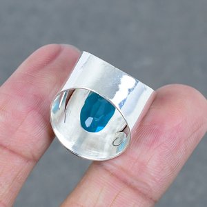 แหวนหมั้นอัญมณีทองเหลืองชุบเงินหรูหราสีฟ้าบุษราคัมสำหรับงานแต่งงานวันครบรอบ-ไอเดียของขวัญในราคาขายส่ง - Product Image 3