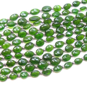 ลูกปัดโครเมี่ยมไดออพไซด์ทรงรีลูกปัดอัญมณีสีเขียวธรรมชาติสำหรับทำเครื่องประดับขนาด4x6มม. ถึง6x9มม. ยาว10ฟุต - Product Image 1