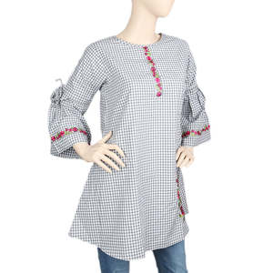 Women's Strip Cotton Kurti - Grey - Product Image 1