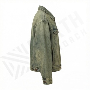Distressed Customized Color Woman Denim Jacket Folded Cuffs Effortless Vintage Casual Street Style Fashion Stylish <b>Coat</b> Apparel - Product Image 3