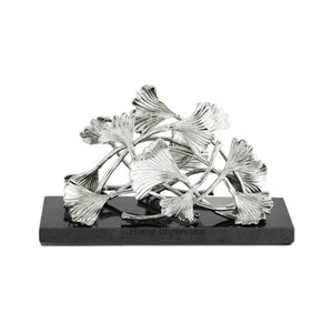 Texture martelée de finition de couleur argent coulé en aluminium de qualité supérieure avec porte-papier de soie de concepteur de fleurs plaquées or - Product Image 4