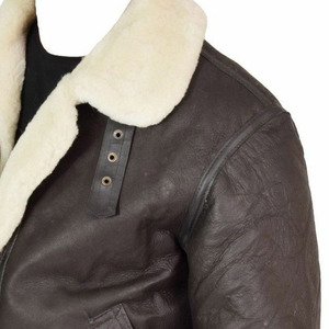 Custom Winter <b>Men's</b> Leather <b>Shearling</b> <b>Jacket</b> Faux Fur Lined Bomber Coat Heavy Duty Aviator Outerwear Wholesale - Product Image 5