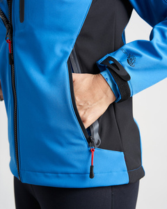 Veste softshell personnalisée de qualité supérieure bleu signal pour femmes manches longues et coupe-vent nouvelles vestes de course à pied pour femmes - Product Image 4