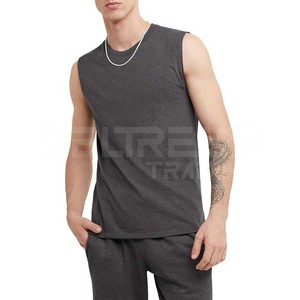Camisetas sin mangas XL de alta calidad para hombre, camisetas de gimnasio de Color sólido hechas a medida, camisetas transpirables tejidas con estampado al por mayor - Product Image 3