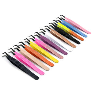 Vente en gros Pince à cils 90 degrés avec poignée en diamant Pointe en fibre d'extension de cils antidérapante pour application de ventilateurs de volume - Product Image 6