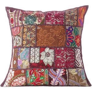 Indien fabriqué à la main ethnique Patchwork carré housse de coussin décor à la maison Patchwork housse de coussin broderie taies d'oreiller - Product Image 2