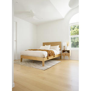 TRIHO THF-1004 Mid-Century Modern Solid Walnut Wood Window-Pane Style Queen Size Platform Bed - Product Image 3