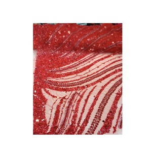 Tissu de broderie perlé fait à la main de haute qualité avec un nouveau tissu de dentelle lourd dans le style de broderie le mieux travaillé pour l'exportation - Product Image 6