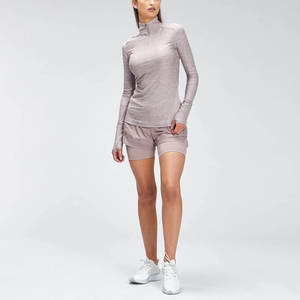 Pantalones cortos de doble capa hechos con material de poliéster personalizado para mujer, pantalones cortos de doble capa teñidos lisos para mujer - Product Image 6