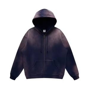 Sweat à capuche marron à fermeture éclair très vendu, broderie 3D, logo personnalisé, couleurs, hiver, 100% coton, uni, imperméable, respirant pour - Product Image 4