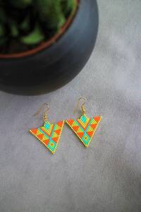 Pendientes Modernos de Cuentas de Vidrio con Diseño Turquesa y Flecos en Cascada, Joyería Única, Regalo de MS Handicraft - Product Image 6
