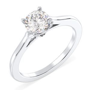 Bague de fiançailles solitaire REYES en or blanc 14 carats avec moissanite ronde de 1,06 carat, bijoux fins pour femmes, cadeau de mariage - Product Image 2