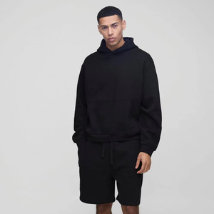 ชุดวอร์มกางเกงขาสั้นและเสื้อมีฮู้ดสำหรับผู้ชายชุดวอร์มสำหรับ2025ชุดเสื้อผ้าแนวสตรีทผ้าคอตตอน100% ออกแบบโลโก้ได้ตามต้องการ - Product Image 1