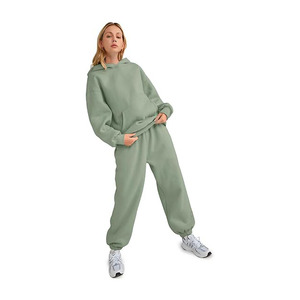 Unisex Custom Sweat Suit Tracksuit Set Winter Streetwear Printed Fleece Jogger Pants Hooded <b>Elastic</b> Waist - Product Image 2