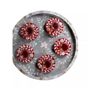 Assiette ronde de service en nacre de haute qualité multicolores de 6 pouces tendance pour le service à Oman et à Dubaï - Product Image 2