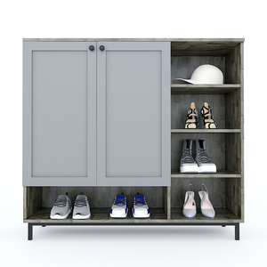 Zapatero Moderno de Bambú de 5 Niveles con Puertas, Estructura de Madera de Caucho y Patas de Hierro, 120x35x110cm, Mueble para el Hogar KG68028 - Product Image 2
