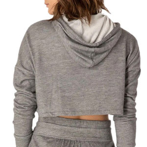 Vente en gros de haute qualité logo personnalisé impression femmes crop top à capuche meilleur design femmes crop top sweats à capuche - Product Image 5