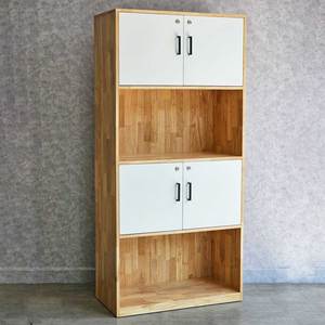 2-<b>Drawer</b> Minimalist Metal File Cabinet 80x40x170cm Rubber Wood with Freestanding Design for <b>Workshop</b> & Gym Application-THS68050 - Product Image 2