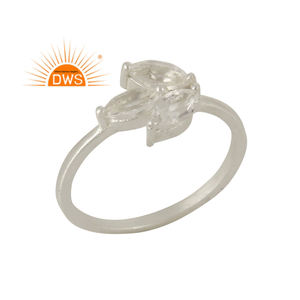 Dernières tendances Bague empilable en argent sterling fin cristal naturel quartz avec pierres précieuses Fabricant de bijoux personnalisé - Product Image 1