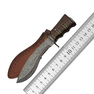 Set di 5 pezzi di coltello a lama in acciaio di damasco con scatola di pelle in rotolo originale coltello da caccia con mannaia in acciaio di damasco
